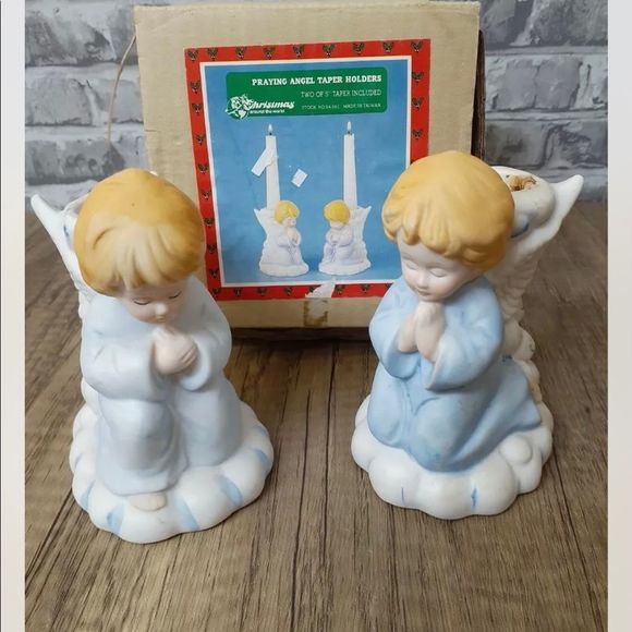 praying angels taper candle holders - Picture 4 of 6